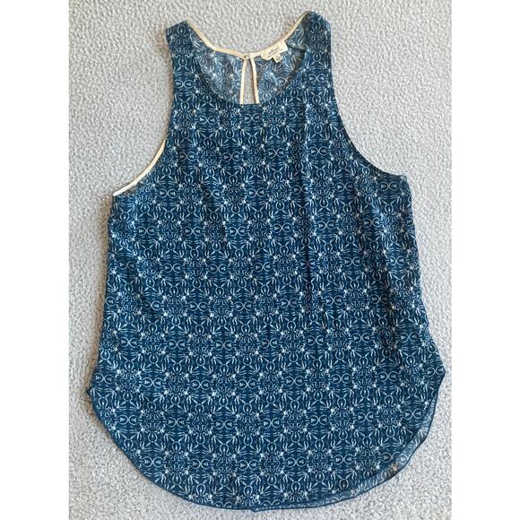 Wilfred Tank Top Medium Boho Geometric Sleeveless Lightweight Blue Hippie Beach - Picture 1 of 10